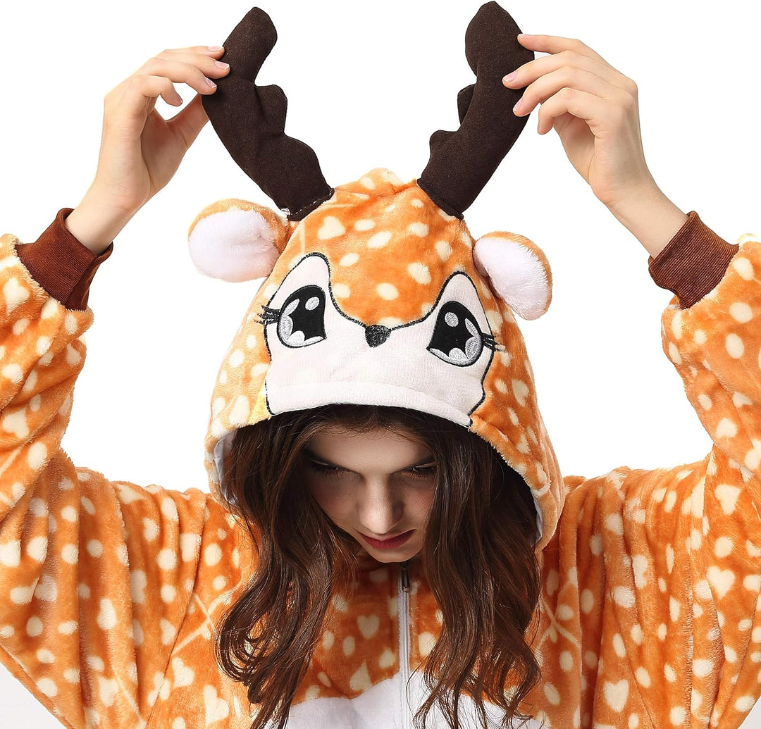 Katara 1744 (30+ Designs) REH-Kostüm Hirsch Hellbraun, Unisex Onesie/Pyjama-Qualität für Erwachsene