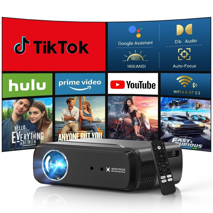 4K Beamer Tragbar Smart APP Zertifiziert Android OS Projektors mit Voice Assistant WiFi 6 Bluetooth5