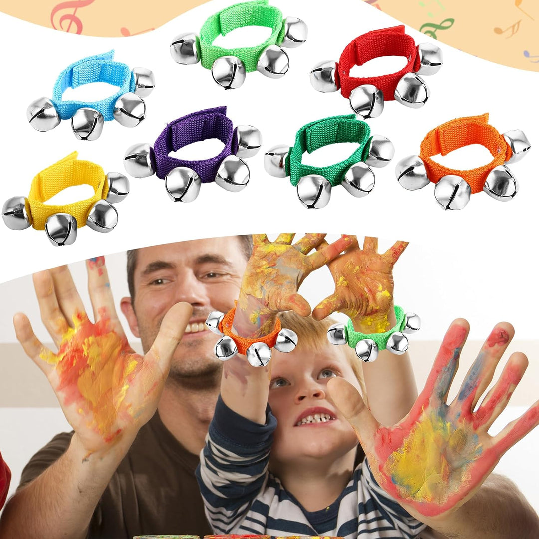 MIVIDE 21er Set Glocken Band für Arme & Füsse, 7 Farbe Schellenarmband, Handgelenk Glockenband mit 4
