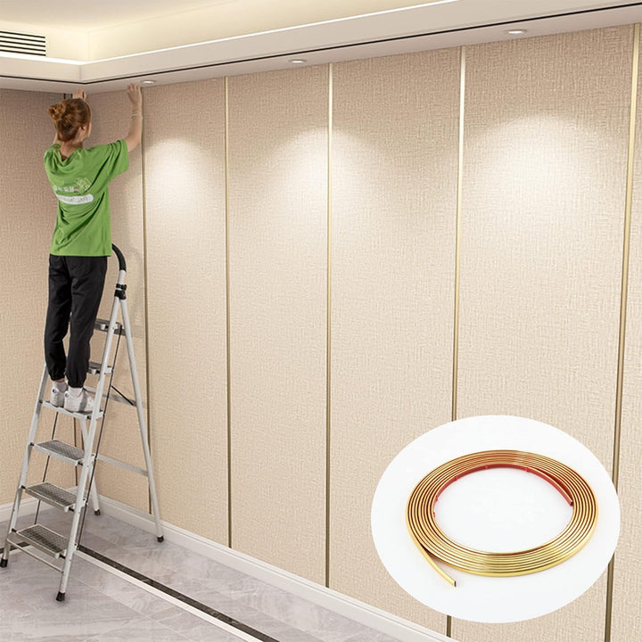 10m Goldene Zierleiste, abziehen und aufkleben, flexible Spiegel, Wand, Decke, Boden, Schrank, Flies