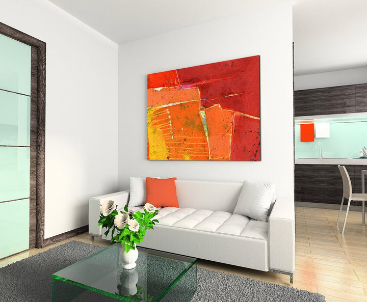 Paul Sinus Art 80x60cm Fotoleinwand Leinwanddruck Kunstdruck Wandbild gelb rot orange gemalt