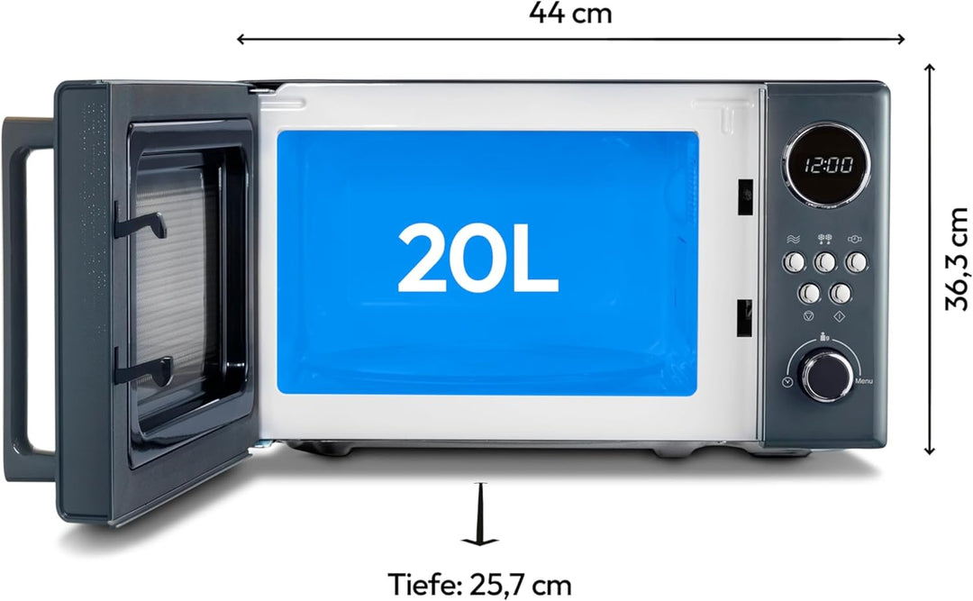 MEDION Retro Mikrowelle klein (20 Liter, ca. 800 Watt, 5 Mikrowellenstufen, 8 Automatikprogramme, Di