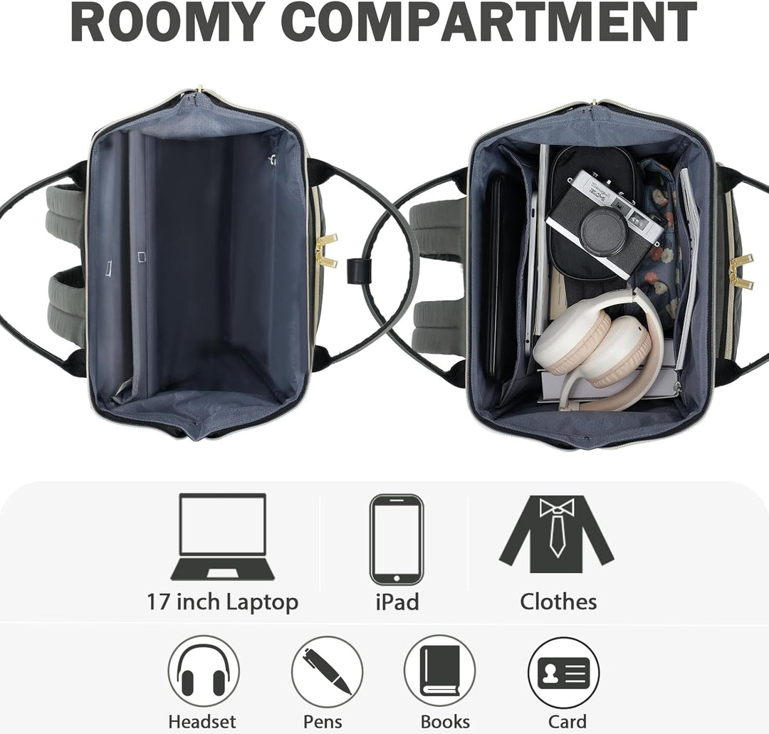 EMPSIGN 17-Zoll-Laptop-Rucksack für Damen, ideal für Arbeit, Reisen und Uni, geräumig, wasserabweise