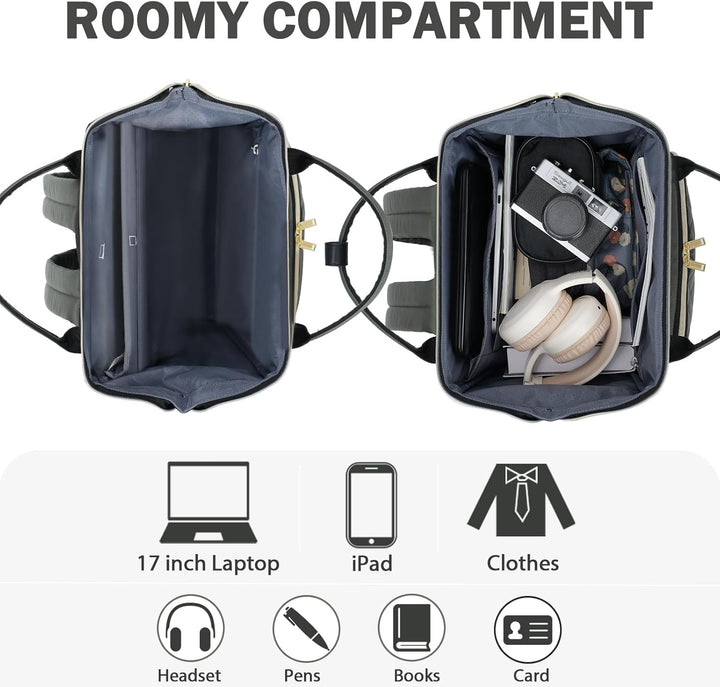 EMPSIGN 17-Zoll-Laptop-Rucksack für Damen, ideal für Arbeit, Reisen und Uni, geräumig, wasserabweise