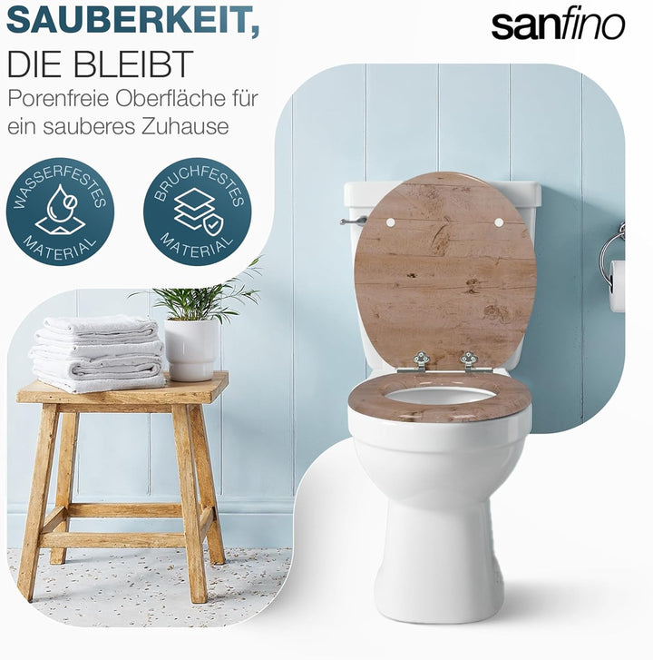 Premium WC Sitz mit Absenkautomatik – hochwertige Toilettendeckel aus Holz, viele bunte Motive, hohe