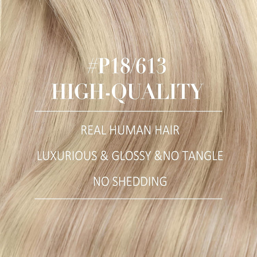 YoungSee Echthaar Extensions Clip Blond 55cm Clip in Haarverlangerung Echthaar Hellblond mit Erdbeer