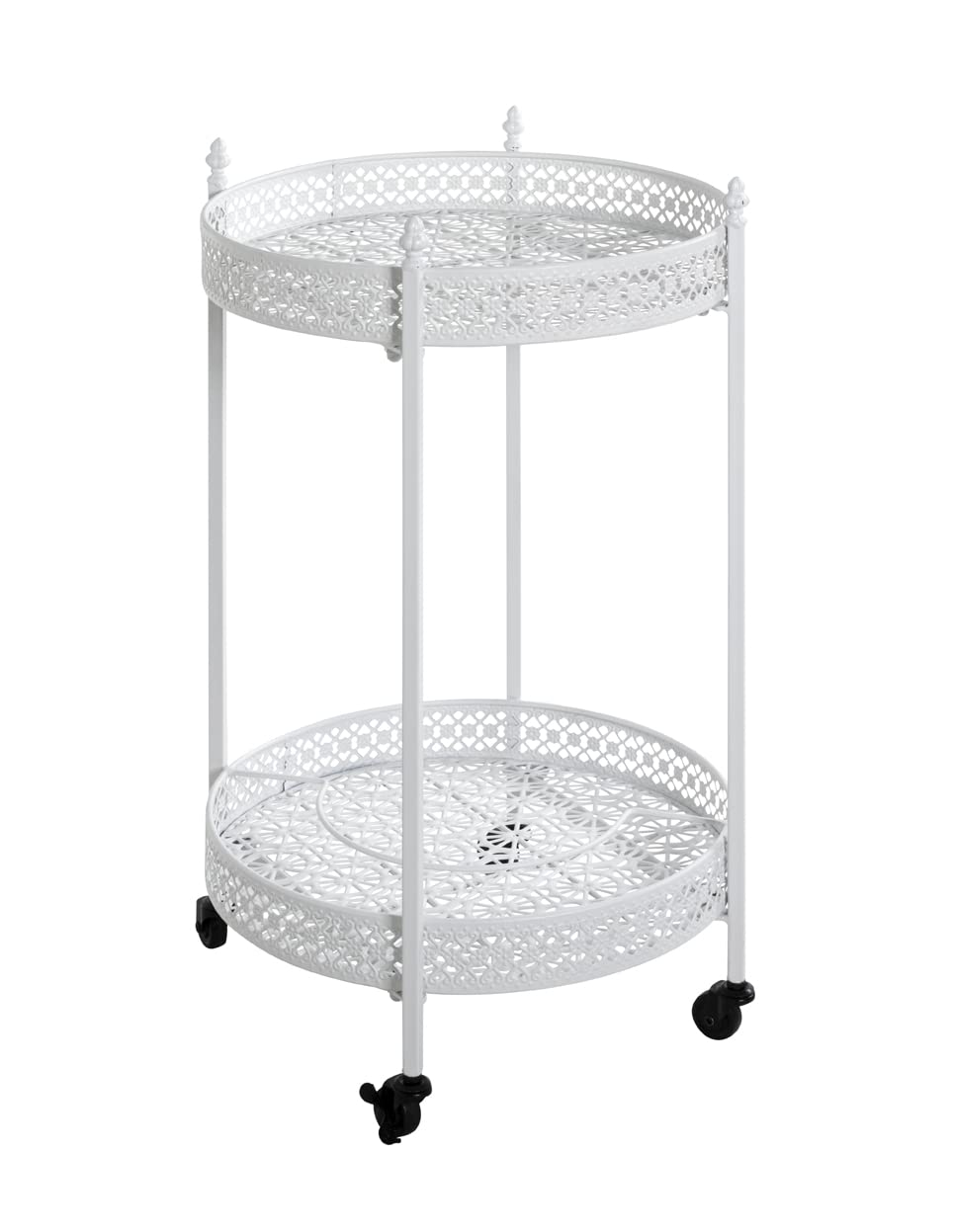 HAKU Servierwagen weiss, Metall - Masse: H 74 cm x Ø 45 cm, Style: Coastal Furniture, Weiss
