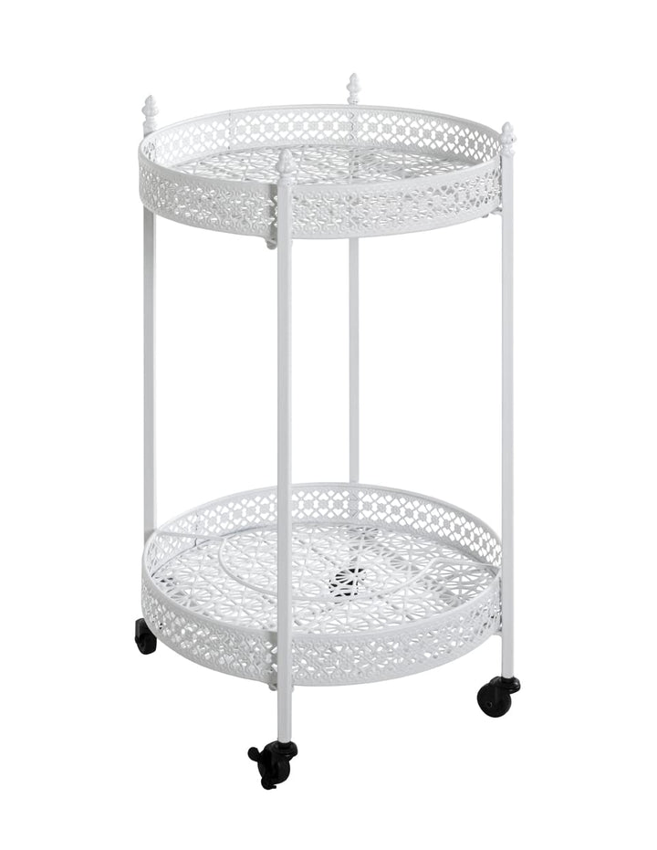 HAKU Servierwagen weiss, Metall - Masse: H 74 cm x Ø 45 cm, Style: Coastal Furniture, Weiss