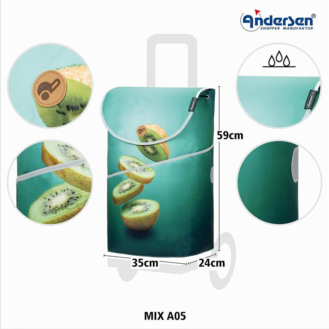ANDERSEN Einkaufstrolley - Shopper Mix A05 46 L Einkaufsroller, einzigartig, Limited Edition, Alumin