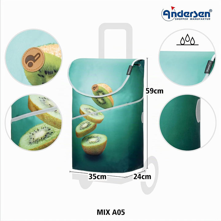 ANDERSEN Einkaufstrolley - Shopper Mix A05 46 L Einkaufsroller, einzigartig, Limited Edition, Alumin