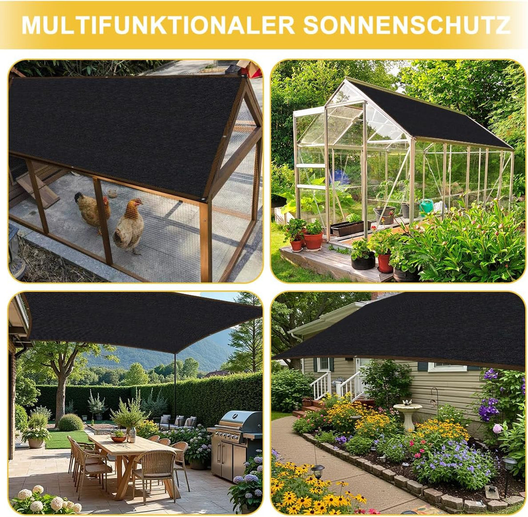 2x6M Sonnenschutz Netz Schattierungsnetz mit Ösen, 90% Sonnenschutz Leicht und Haltbarkeit Gewächsha