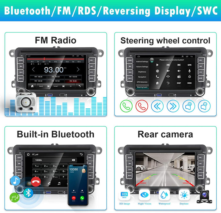Hikity 2G 32G Autoradio mit DAB Navi für VW Passat B6 B7 Golf 5 6 Touran Polo Caddy SEAT 7 Zoll Dopp