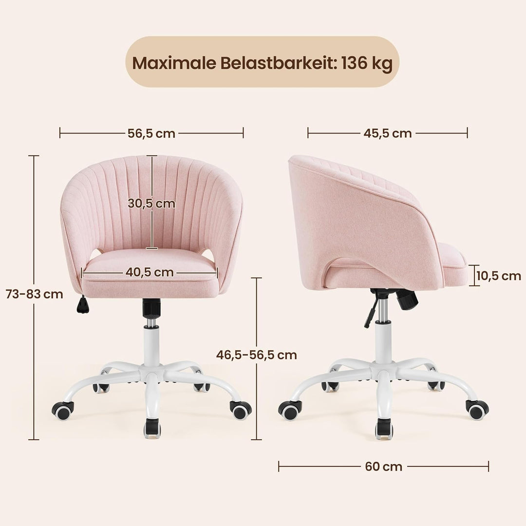 Yaheetech Homeoffice Stuhl Drehbar Schminkstuhl mit Schaukelfunktion, Rosa | Höhenverstellbar Schrei