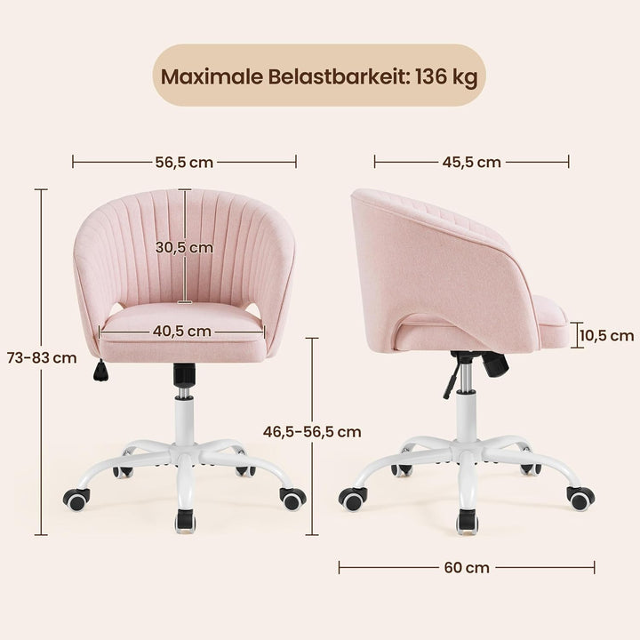 Yaheetech Homeoffice Stuhl Drehbar Schminkstuhl mit Schaukelfunktion, Rosa | Höhenverstellbar Schrei