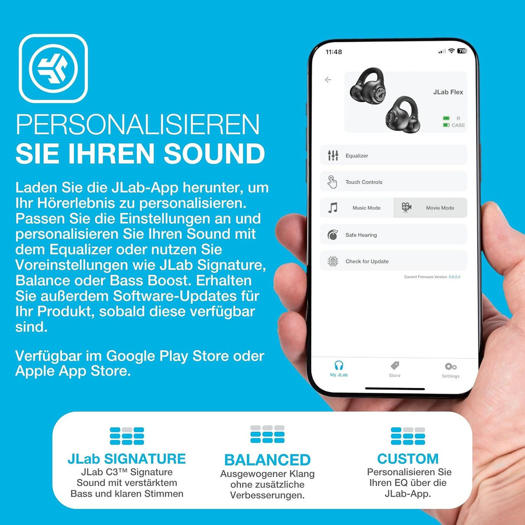 JLab JBuds Open Sport Kopfhörer – Kabellose Open-Ear Sportkopfhörer mit Ohrbügeln, 26 Std. Laufzeit,