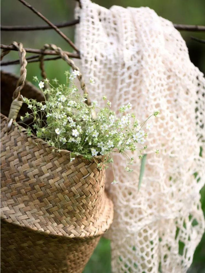 3er Set Wäschekorb - GOODCHANCEUK Faltbar Seegras Blumenkorb Handgewebt Blumen Stroh Korb für Pflanz
