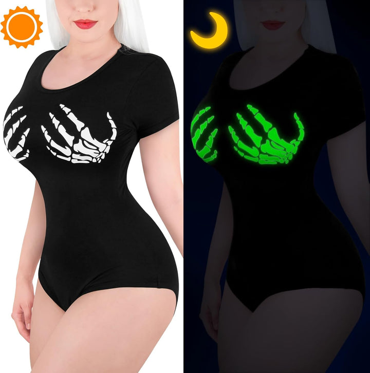 LittleForBig Baumwolle Strampler Onesie Pyjamas Bodysuit – Lady Death Nacht Glow Strampler, L