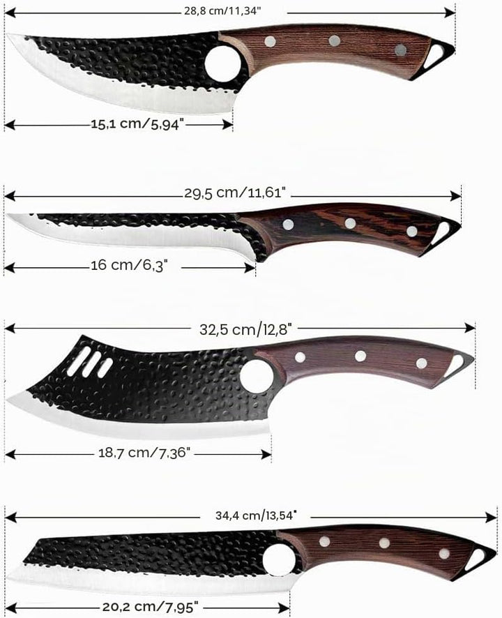 4 Stücke Kochmesser Set, Küchenmesser, Handgeschmiedet Chefmesser, Perfekt zum Schneiden Messer, Ser