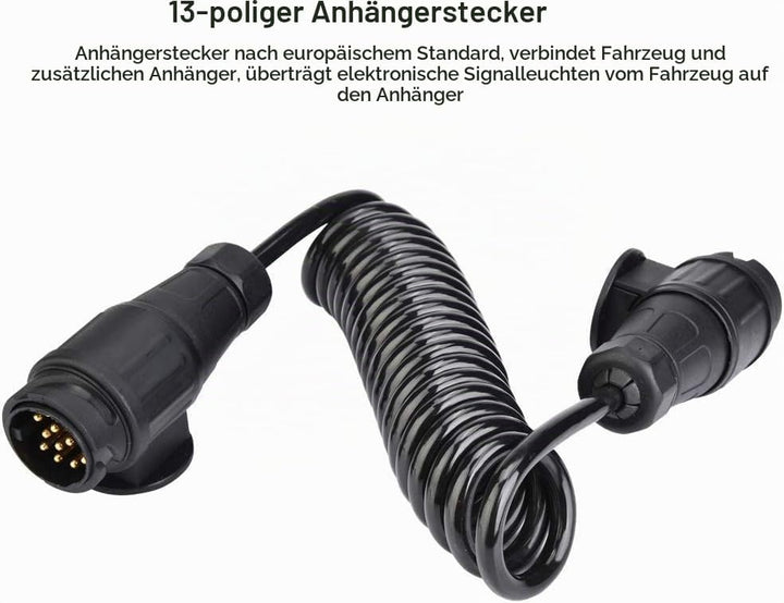 Spiralkabel 13 polig Anhängerkabel 12V Verlängerungskabel 3M Anhängerstecker 13 polig auf 13 polig A