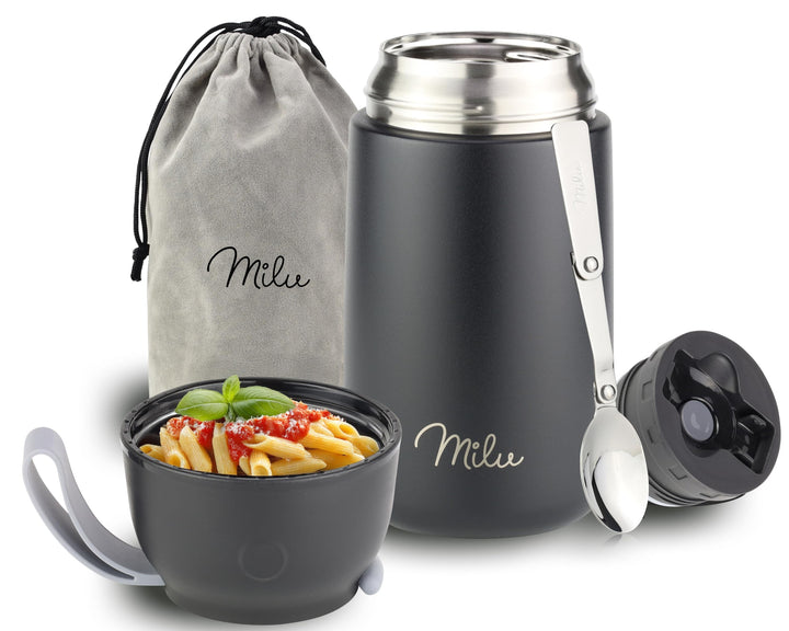 Milu® Thermobehälter 450, 650ml, 800ml | Edelstahl Warmhaltebehälter | Essensbehälter | Speisegefäss