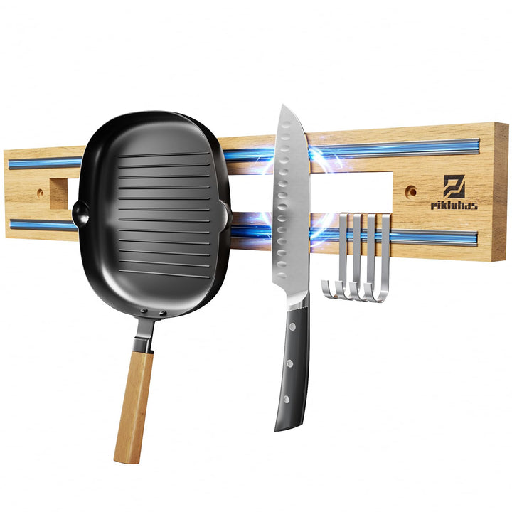 42cm Magnetleiste Messer mit Extra Starkem Magnet, Messerhalter Magnetisch Holz für Utensilien und W