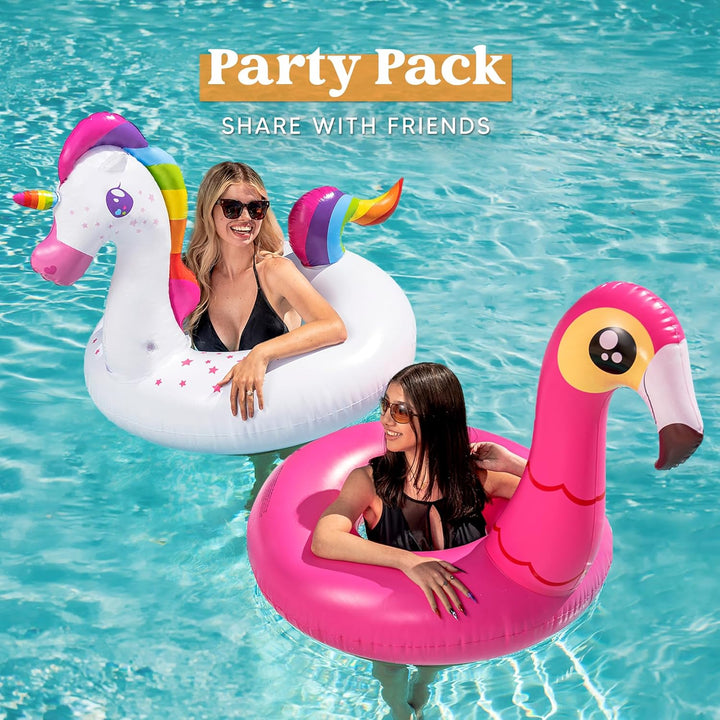 JOYIN 2 Pack Aufblasbare Einhorn und Flamingo Luftmatratze mit Glitzer, Pool Float, Schwimmtier Luft