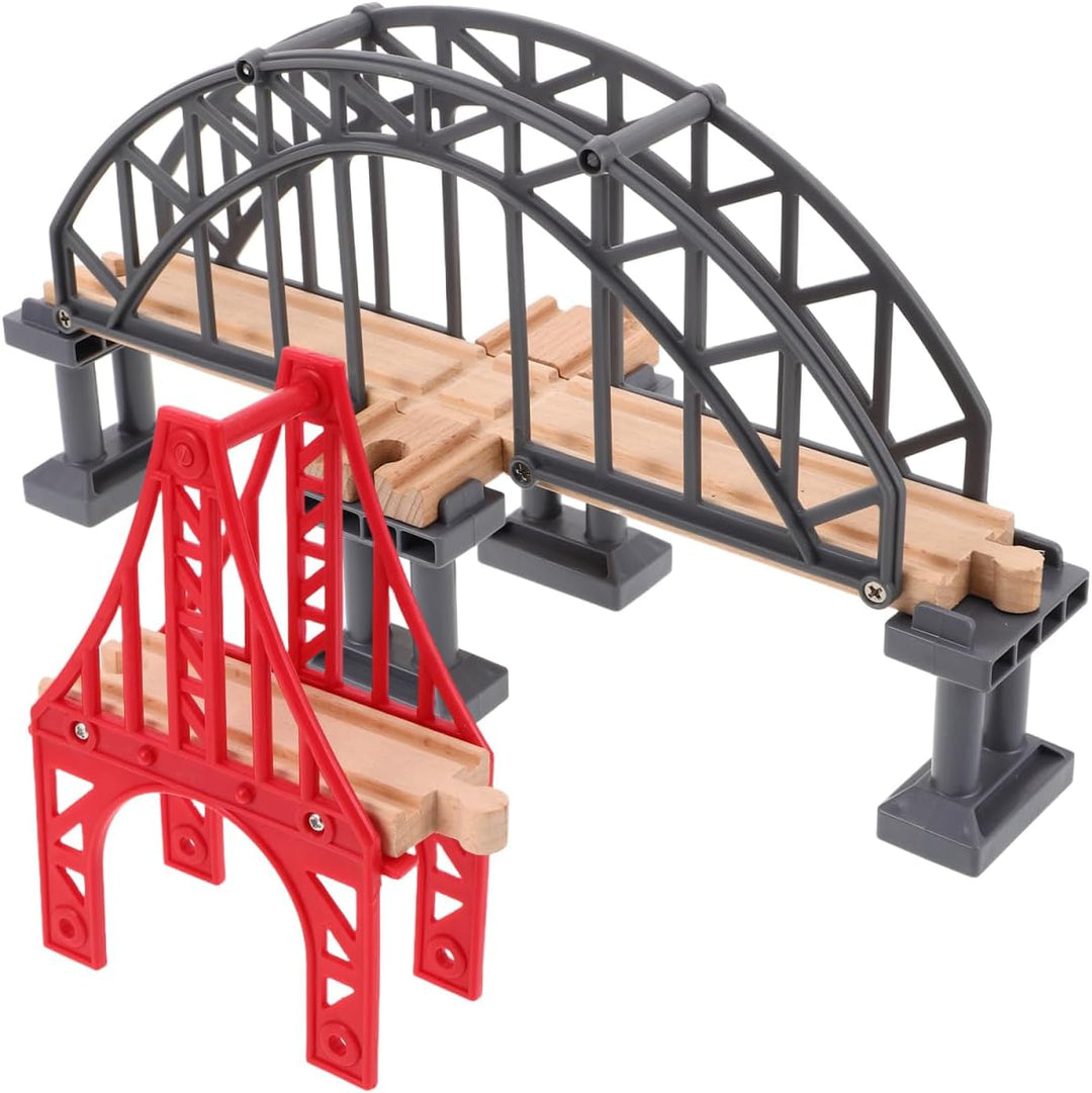 UPKOCH 2stücke Holz Eisenbahnbrücke Spielzeug Zug Brücke Für Holzgleise Modellbahn Zubehör Bausatz E