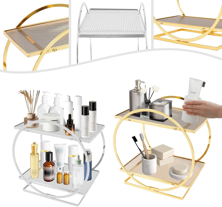 2Tier kosmetisches Display, Parfüm Organizer für Kommode, Make-up-Organizer für Schminktisch, Badezi