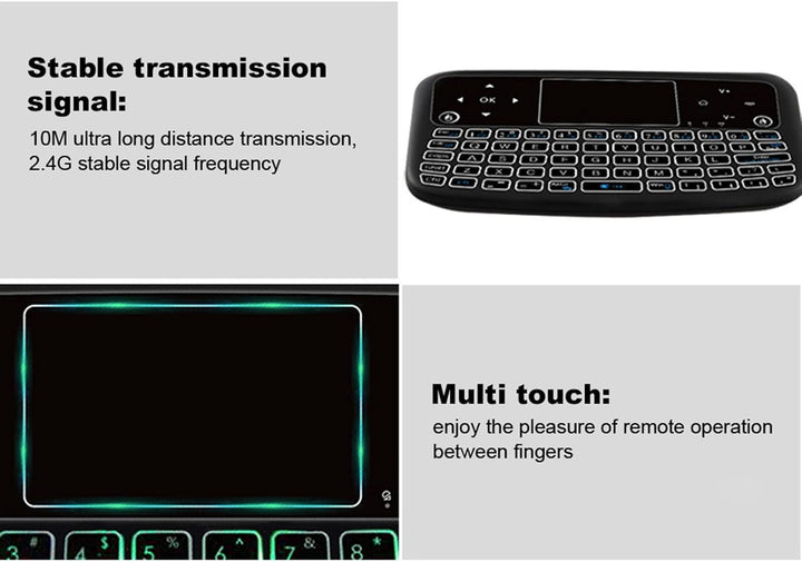 Denash 2,4 GHz Wireless-Tastatur, Hintergrundbeleuchtung Touchpad-Tastatur Fernbedienung Maus-Tastat