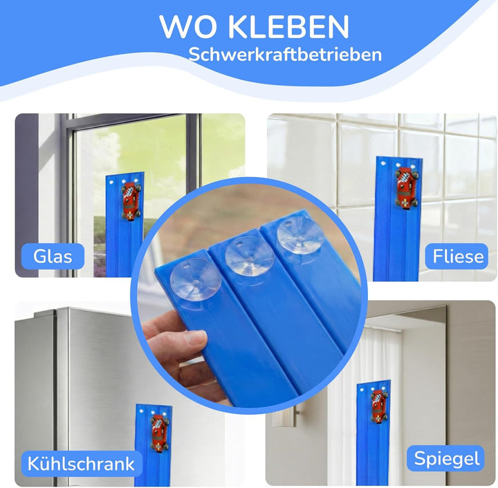 3-Spur Flexible Autorennbahn Set mit 2 Loopings (5M), Rennbahn mit Autos & Tragtasche, Schwerkraft &