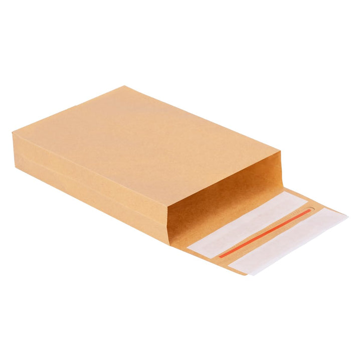 200 Faltentaschen 229x162x40 mm mit Klotzboden, doppelte Haftklebung und Aufreissfaden Versandtasche