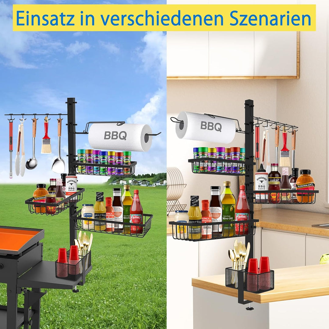 Grill-Caddy für Blackstone Grill zubehör, Grillzubehör mit Papierhandtuchhalter, Outdoor-Küchenzubeh