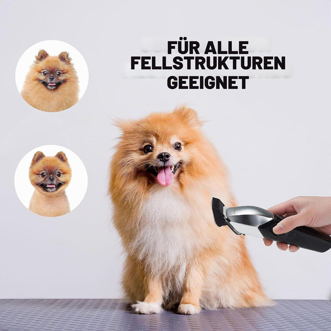 BarberBoss Hundefriseur mit 8 Kammaufsätzen, schlankes Design mit 4 Geschwindigkeitsstufen, 100% was