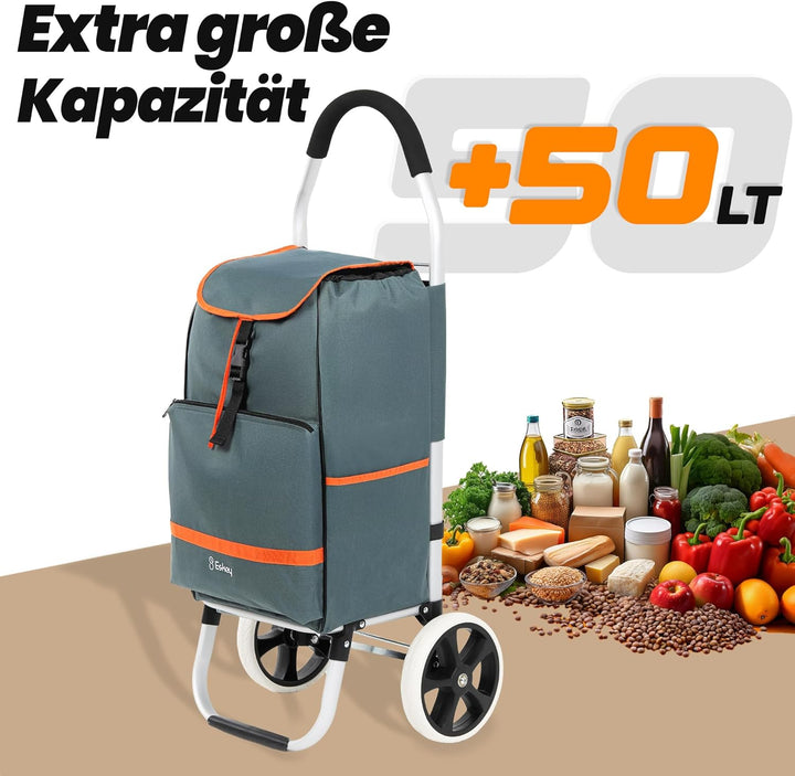 Eskey Einkaufstrolley mit Kühlfach – Robuster Einkaufstrolley klappbar faltbar – Wasserdichter Einka