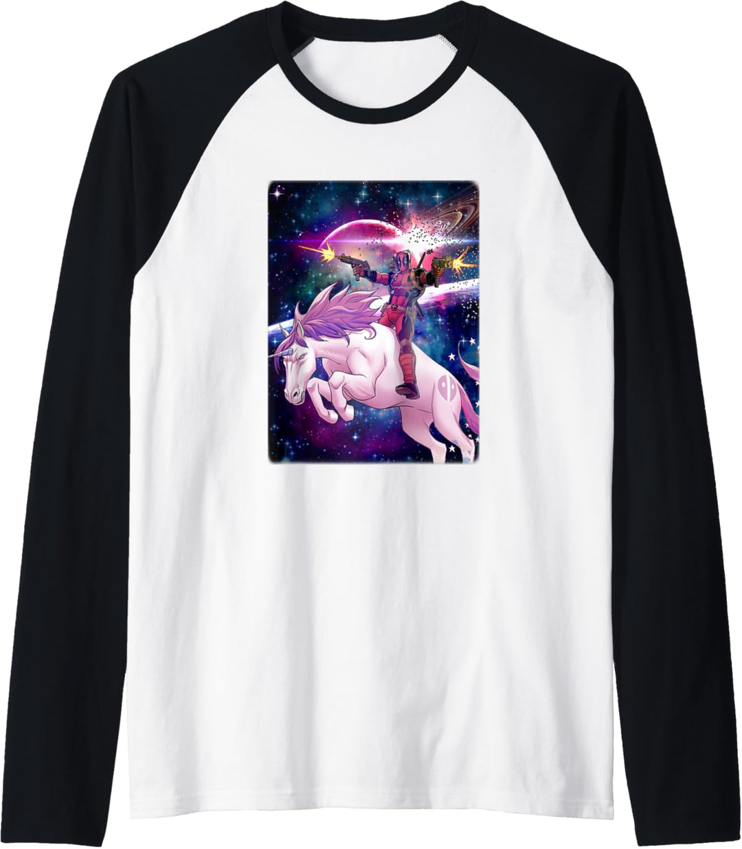 Marvel Deadpool Galaxy Unicorn Action Raglan