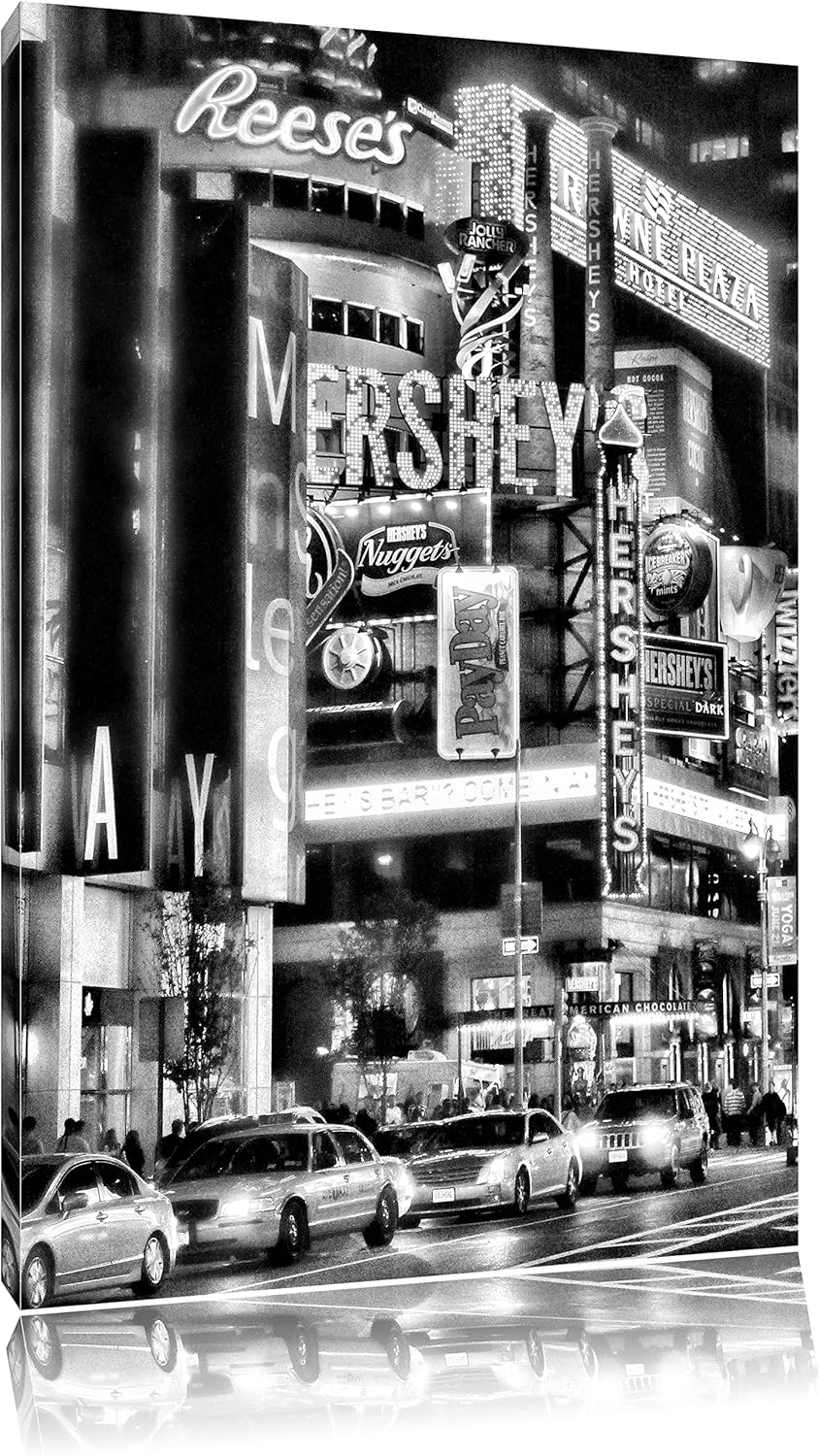 Pixxprint Hershey's in New York / 100x70cm Leinwandbild bespannt auf Holzrahmen/Wandbild Kunstdruck