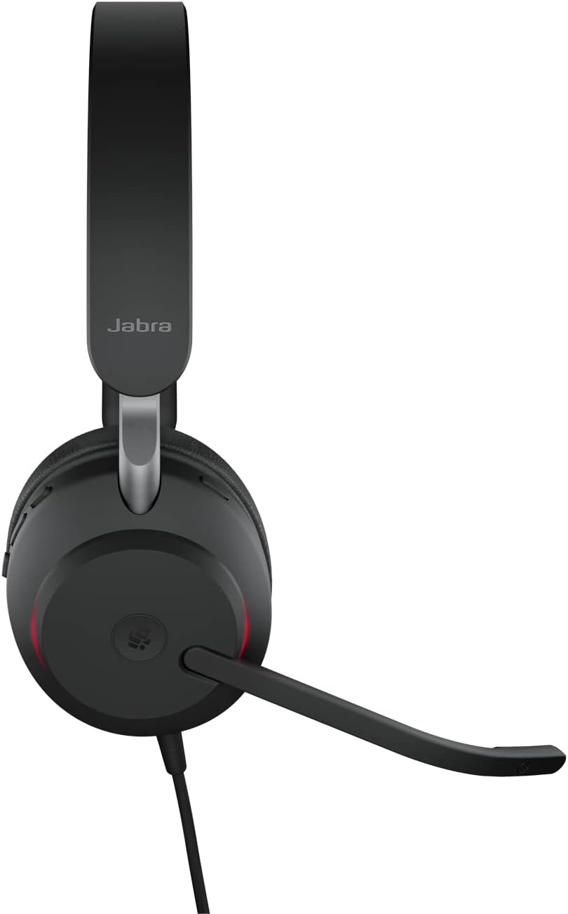 Jabra Evolve2 40 PC Headset – Noise Cancelling Microsoft Teams Certified Stereo Headphones With 3-Mi