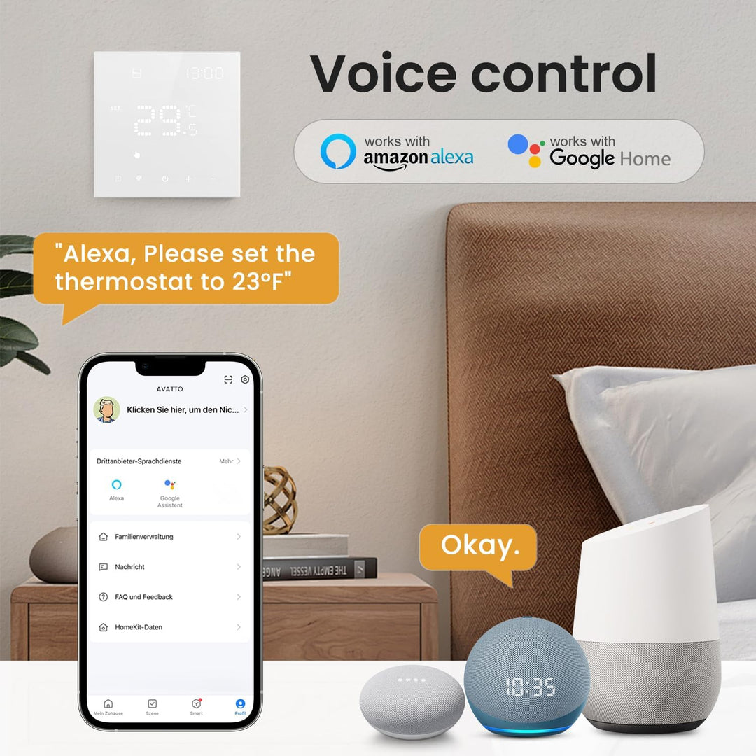 AVATTO Thermostat Für Wasser Fussbodenheizung und Gasboiler，Smart WiFi Thermostat Programmierbar Rau