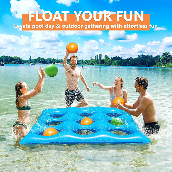 Luxfero Aufblasbares Wasserspielzeug, Tic Tac Toe Pool Spielzeug mit 10 Aufblasbarer Ball, Aufblasba