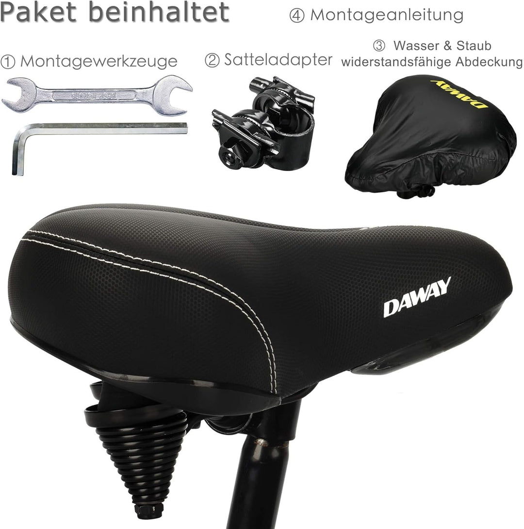 DAWAY C30 Bequemer Übergrosser Fahrradsattel - Extra Breiter Heimtrainer Fahrrad Sattel für Damen He