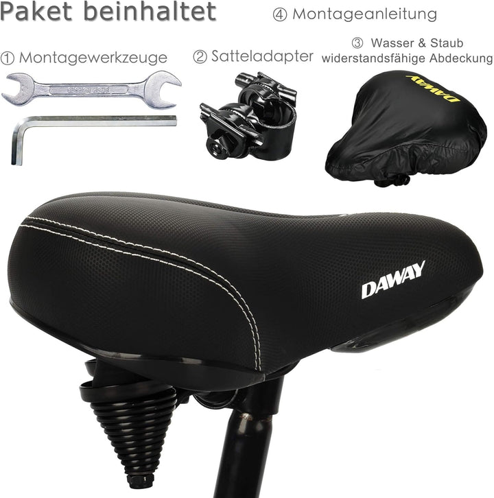 DAWAY C30 Bequemer Übergrosser Fahrradsattel - Extra Breiter Heimtrainer Fahrrad Sattel für Damen He