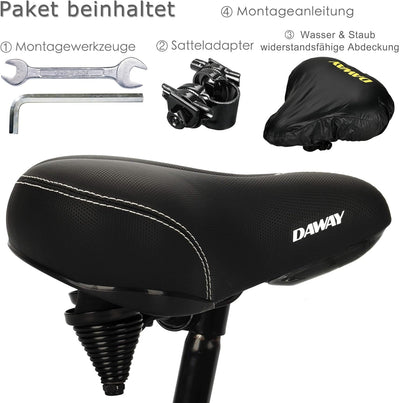 DAWAY C30 Bequemer Übergrosser Fahrradsattel - Extra Breiter Heimtrainer Fahrrad Sattel für Damen He