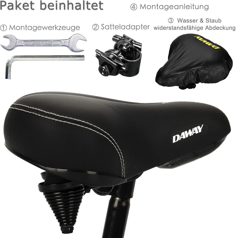 DAWAY C30 Bequemer Übergrosser Fahrradsattel - Extra Breiter Heimtrainer Fahrrad Sattel für Damen He