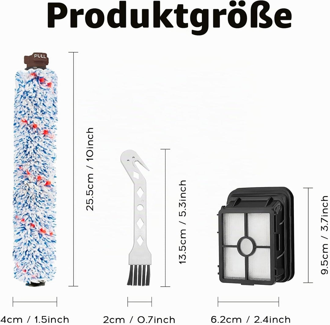 Bürstenrolle Filter Zubehör Kompatibel mit 2 Multiflächen-Bürstenrolle, 2 Ersatz Filter, Milti-surfa