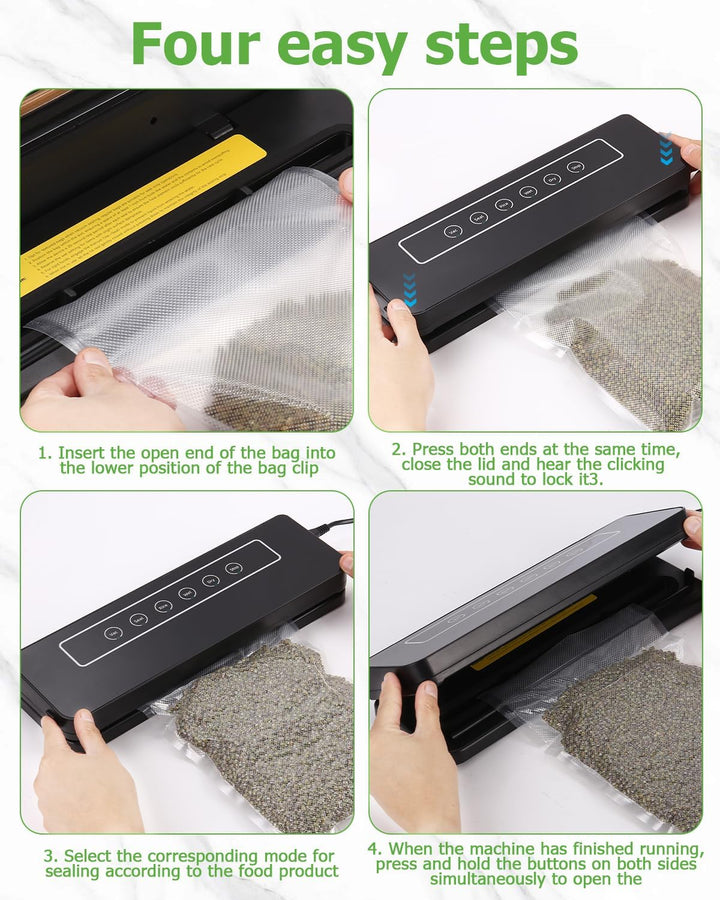 Vakuumiergerät 6 in 1, Einschweissgerät Vakuum Sealer für Lebensmittel, Vakuumierer Lebensmittel 8x