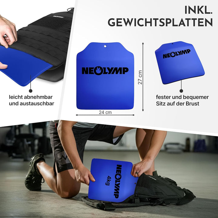 NEOLYMP Gewichtsweste – Unisex Weighted Vest – Plattenträger Weste mit Tasche – Kein Verrutschen – A