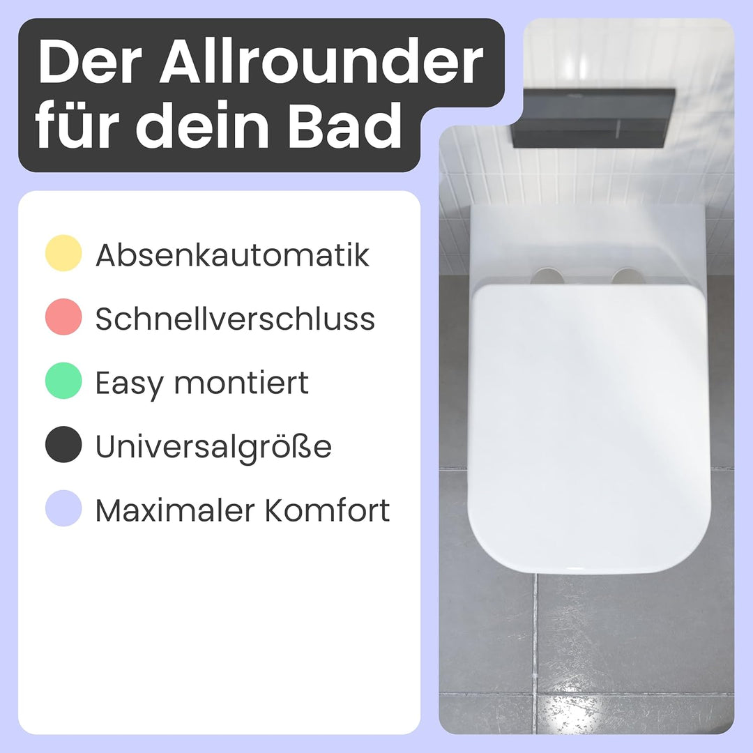 instmaier Helma | Toilettendeckel mit Absenkautomatik | Weiss | TÜV geprüft | Eckig | Toilettensitz