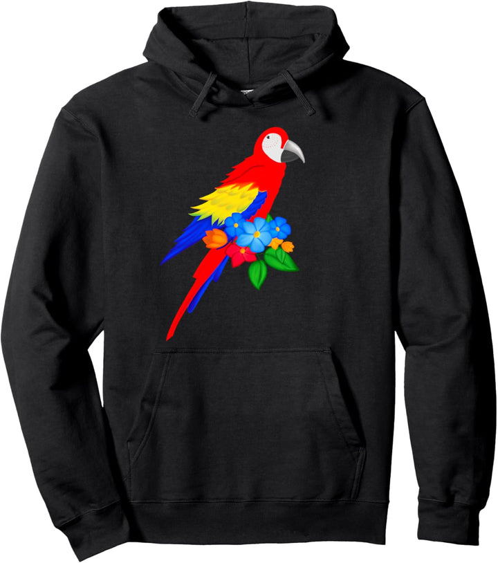 Kleiner Papagei mit Blumen Pullover Hoodie