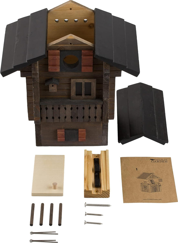 Wildlife Garden WG215 Multiholk Alpenhaus - Der Kombinierte Futtertisch und Nistkasten aus Holz