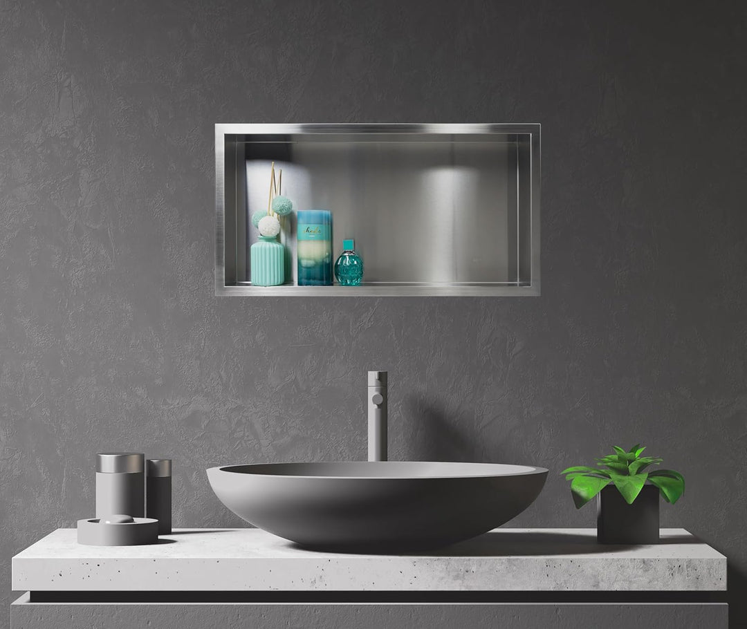 WALL-BOX ONE - Chrom Nische Edelstahl - Verchromt Wandnische Dusche - Wasserdicht - Flexibler Nische